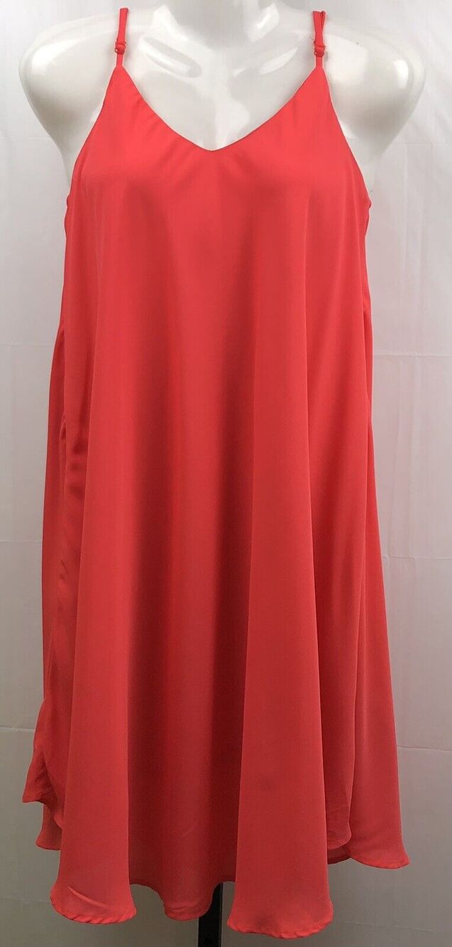 Swing Dress Women S Coral Spaghetti Strap Adjustable Full Lined Criss Cross Back